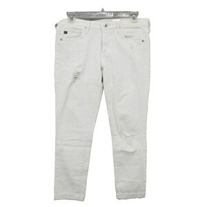 AG Adriano Goldschmied Jeans Womens Size 27 Thrashed White Stretch Denim USA